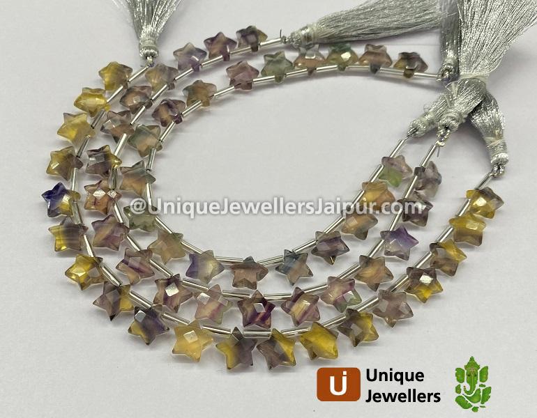 Fluorite Yellow Faceted Star Beads